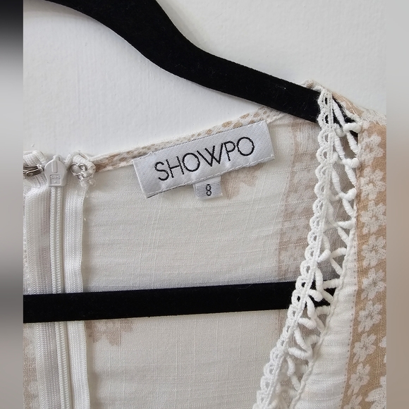 Showpo white & beige bell sleeve playsuit - Picture 3 of 6